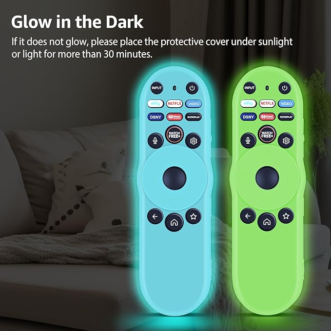 [Pack of 2] Remote Case for Smart TV Remote XRT270 Control Cover, Silicone Controller Case Cover Compatible with XRT270 Silicone Sleeve(Glow Green+Glow Blue)