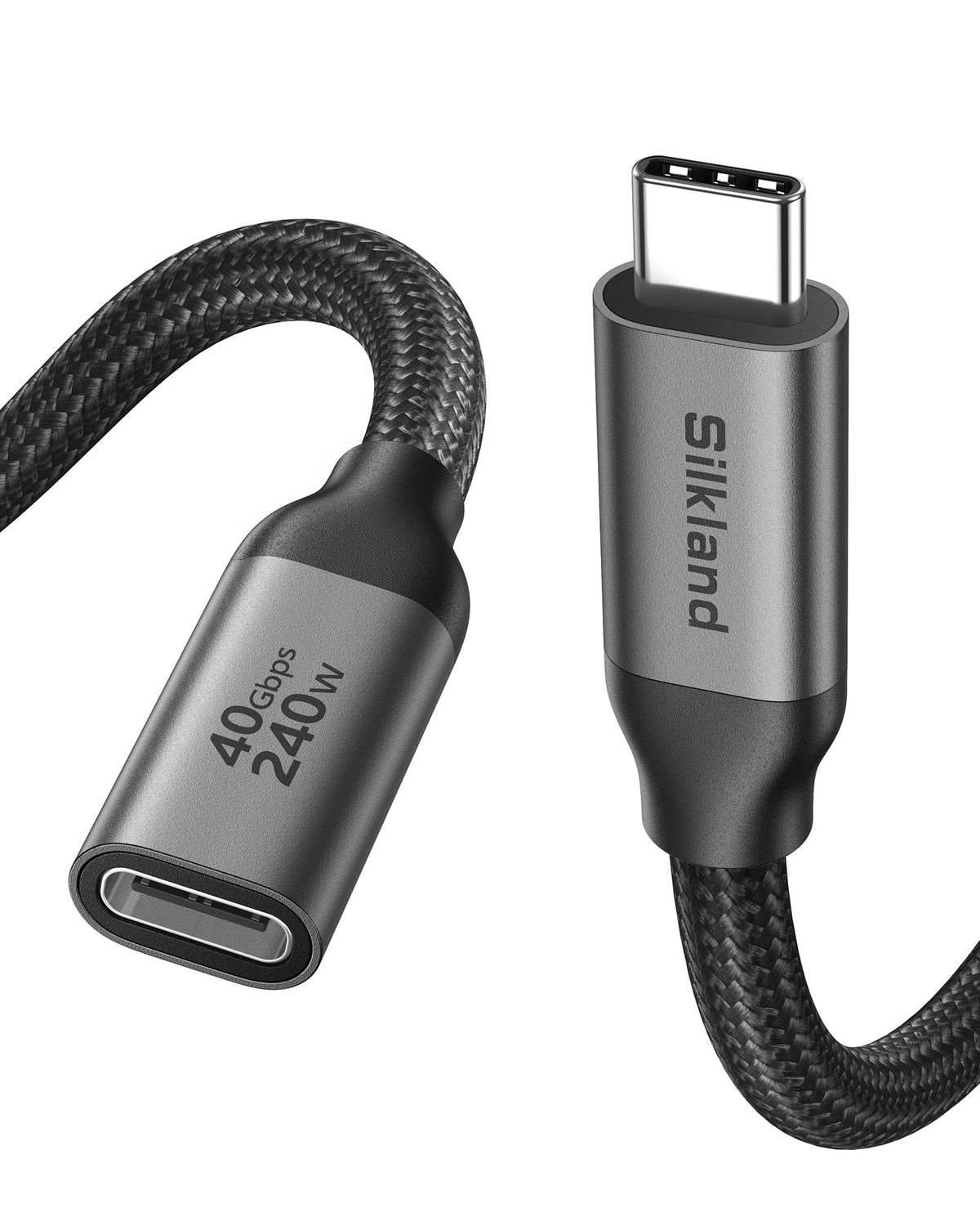 Silkland 40Gbps USB4 USB C Extension Cable 240W for Thunderbolt 4, 3.3 FT