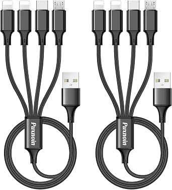 Multi Charging Cable, 2Pack 4FT 4 in 1 Charging Cable for Multiple Devices