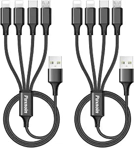 Multi Charging Cable, 2Pack 4FT 4 in 1 Charging Cable for Multiple Devices