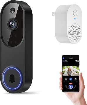 Orbitell 1080p Wireless Wi-Fi Video Doorbell Camera with Two Way Audio, Night Vision, Cloud Storage, Smart AI Motion Detection, Support 2.4GHz Wi-Fi only