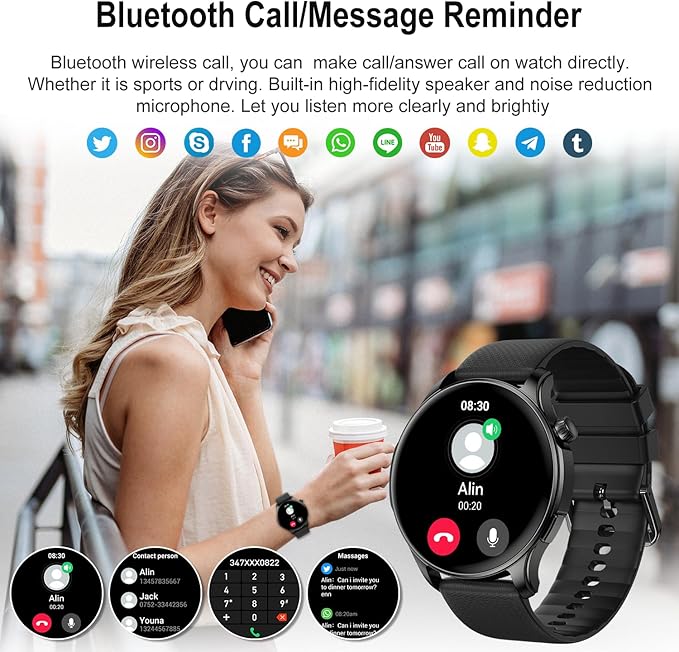 Smart Watch for Men Women Fitness: Waterproof Make Answer Call Digital Mens Watches Running Step Tracker Smartwatch Android Phone iPhone Samsung Compatible Pedometer SpO2 Sleep Heart Rate Monitor
