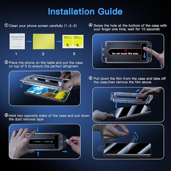 Uyiton UnBreak-Glass for Samsung Galaxy S23 Plus Privacy Screen Protector, [Ultrasonic Fingerprint Support][Auto-Alignment Frame] Scratch-Resistant Bubble-Free Tempered Glass Screen-2 Pack