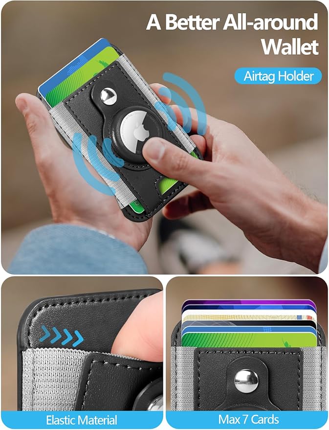 ExtreLife For Magsafe Wallet with Airtag Holder, 6-Card Holder, Stronger Magnetic Card Holder for iPhone 17/16/15, iPhone 14/13/12 Series, Mag Safe Wallet, RFID Blocking, Not included Airtag, Black