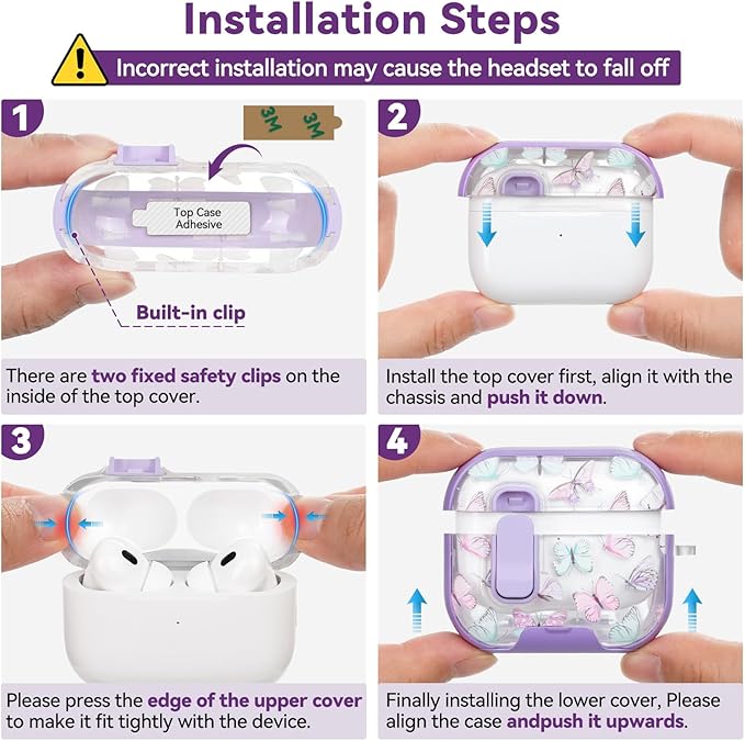 with Safety Lock for AirPods Pro 3 Case 2025,Clear Floral Cute Airpods Pro 3rd Generation Case with Phone Stand & Cleaner Kit for Apple AirPods Pro 3 for Women Girly-Pink Narcissus