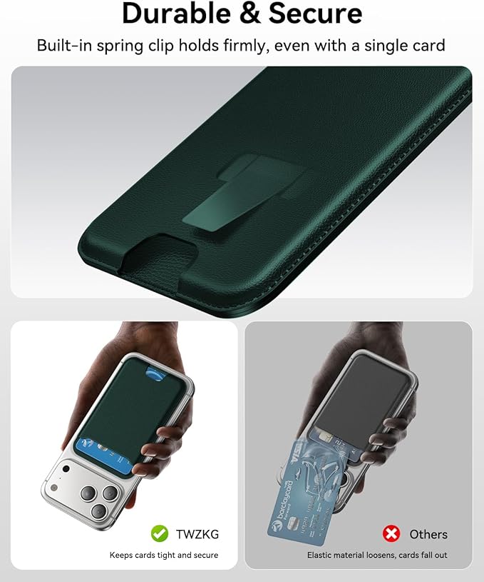 for MagSafe Wallet, 3 Cards Holder, Slim Magnetic Phone Wallet for iPhone 17/16/15/14/13/12 Pro Max Plus Air Series,RFID Blocking Vegan Leather,Night Green
