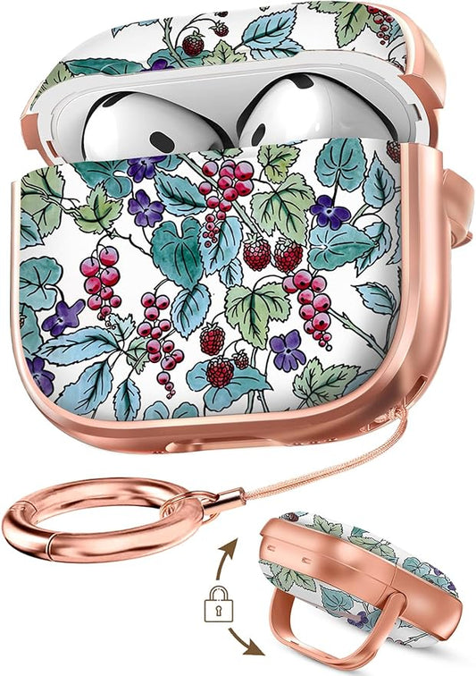 Coralogo for AirPods 4 Case with Safety Lock - Cute Cartoon for Women Girls Fashion Stylish Grape Pattern Design Kawaii Girly Girlish Hard Protective Cover for AirPods 4th Generation 2024