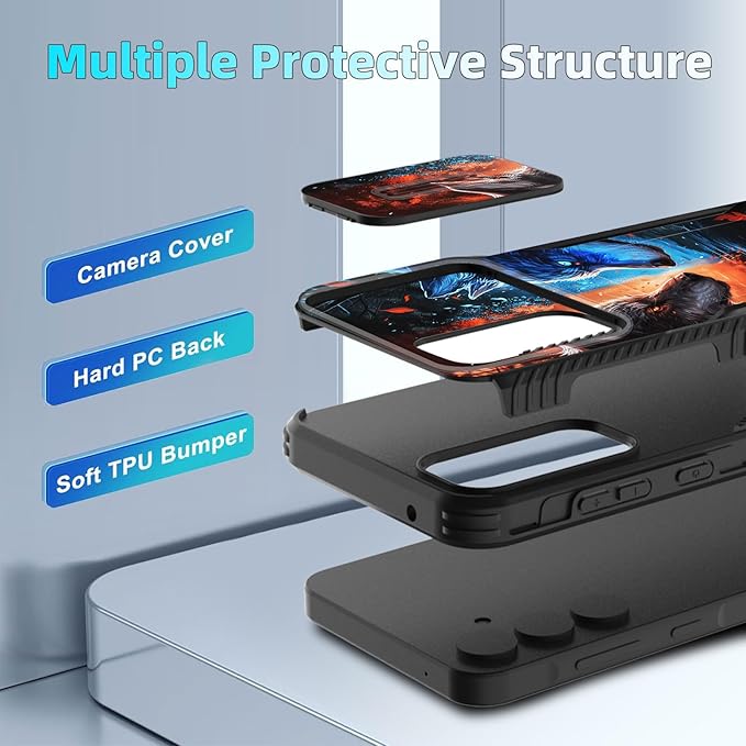 for Galaxy A35 5G Case Built in Slide Camera Lens Cover,Heavy Duty Shockproof Protection Dual Layer Case for Samsung Galaxy A35 5G 6.6 inch 2024,Cool Wolf