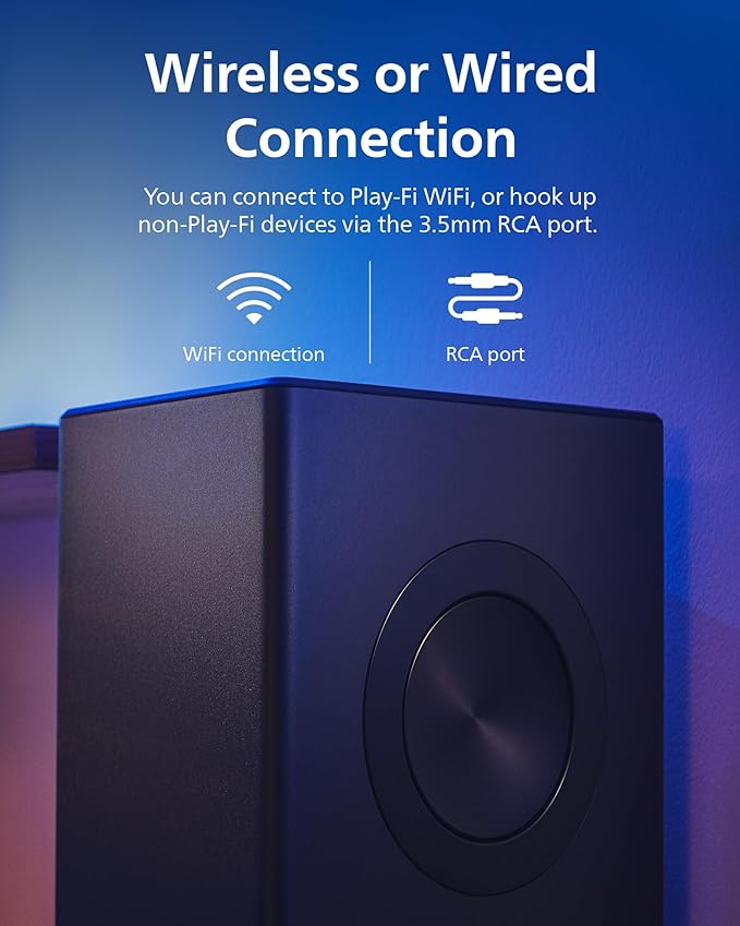 PHILIPS Fidelio FW1 Wireless Subwoofer for TV,Rich Bass Sound with DTS Play-Fi,Dual Passive-Radiator,420W Large Output,Smart Pairs,RCA Connection,Perfect for Movie and Music,Head-Turning Looks,Black