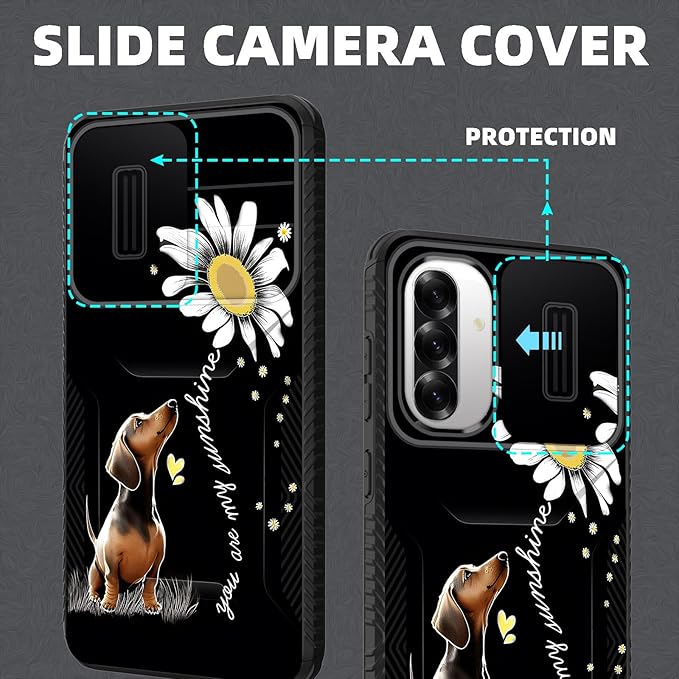 for Galaxy A36 5G/A56 5G Case Built in Slide Camera Lens Cover,Heavy Duty Shockproof Protection Dual Layer Case for Samsung Galaxy A36 5G/A56 5G 6.7" 2025,You are My Sunshine Dachshund