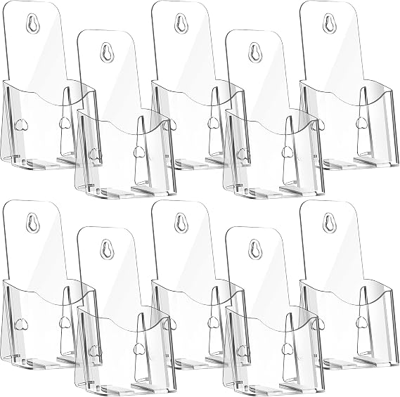 Yookeer 10 Pcs Brochure Holder Stand 4"x7.9" Clear Acrylic Display Rack
