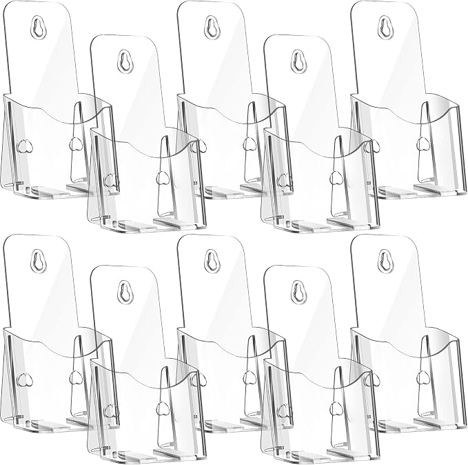 Yookeer 10 Pcs Brochure Holder Stand 4"x7.9" Clear Acrylic Display Rack