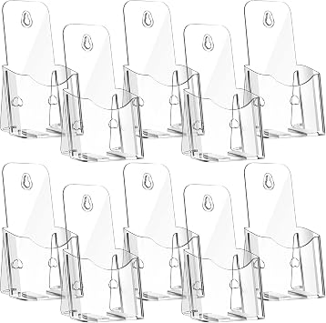 Yookeer 10 Pcs Brochure Holder Stand 4"x7.9" Clear Acrylic Display Rack