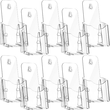 Yookeer 10 Pcs Brochure Holder Stand 4"x7.9" Clear Acrylic Display Rack
