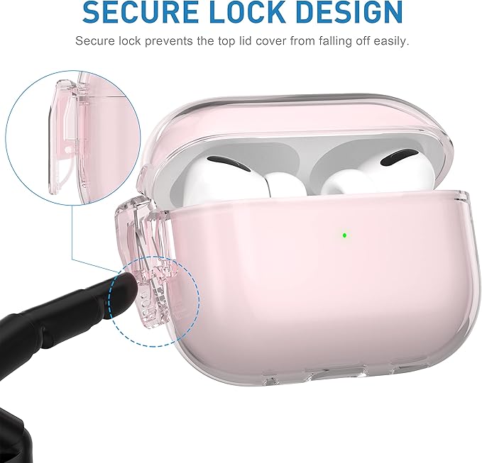 Valkit Compatible Airpods Pro 2 Case Clear with Lock, Shockproof AirPods Pro 2nd/1st Generation Case Soft Transparent Protective Cover with Lanyard iPods Pro 2 Skin for Airpods Pro 2nd/1st Gen