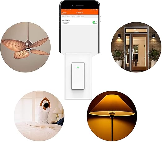Smart Light Switch, Compatible with Alexa, Google Home No Hub Required, Smart Home WiFi Wireless Fit for 1/2/3/4 Gang Switch Box, Neutral Wire Need Micmi MK36, Smart Light Switch