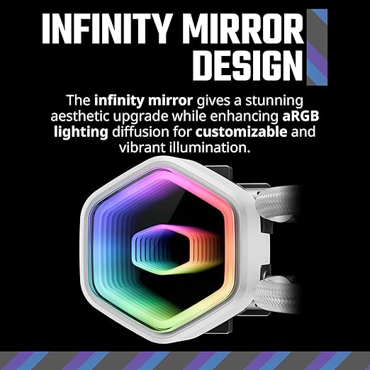 Cooler Master 240 Core II Liquid CPU AIO Cooler ??240mm Radiator, Dual ARGB PWM Fans, Infinity Mirror Dual-Chamber Pump, Quiet Cooling & Easy Installation, AMD AM5/AM4 & Intel LGA 1851/1700, White