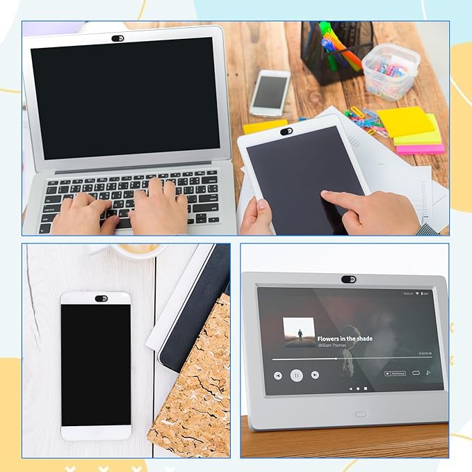 50 Pcs Webcam Cover, Black Practical Laptop Camera Cover Small Portable Phone Camera Covers for Compute Cell Phone PC Accessories to Protect Your Privacy and Security(Black, White)