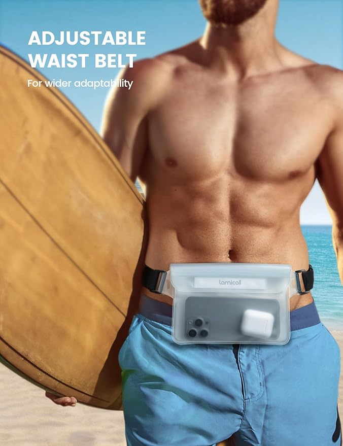 Lamicall Waterproof Pouch [2 Pack], Cruise Ship Essentials Fanny Packs, Dry Bags Waterproof, Kayak, Boat, Travel, Paddle Board Accessories Must Haves, Beach Vacation Essentials, Clear