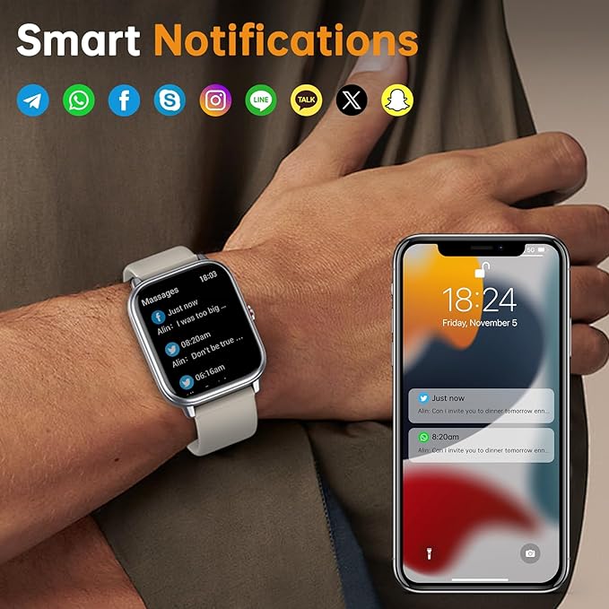Smart Watch for Men Women, Fitness Tracker (Answer/Make Call), 1000 mAh Battery, 120+ Sport Modes, Step Counter/Sleep Monitor Fitness Watch, Smartwatch for Android/iPhone (Starlight)