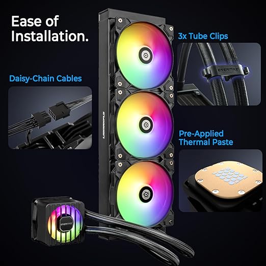ENERMAX LIQMAXFLO 420mm A-RGB AIO CPU Liquid Cooler - High Performance Pump up to 3000RPM, 38mm Thick Radiator, 60mm VRM Fan, Pressure-Optimized Silent 140mm FDB PWM Fan, Intel LGA1700/AMD AM5 Ready