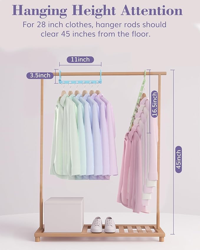 Space Saving Hangers for Clothes, 16 Pack Magic Hangers with 6 Holes and 360° Swivel Hook, Hanger Hooks Space Saver for Closet Organizers and Storage, Dorm Room Essentials for Girls, Colorful