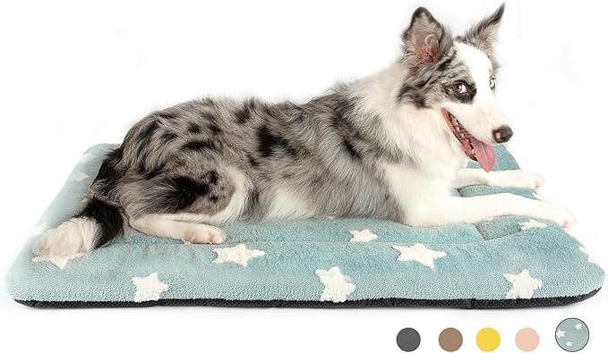 Mora Pets Dog Crate Pad Dog Kennel Bed Mat for Large Dogs Washable Cute Star Pet Bed for 36 inch Cage Ultra Soft Flat Puppy Cat Cushion for Cozy Sleeping Anti-Slip Blue 36 x 23
