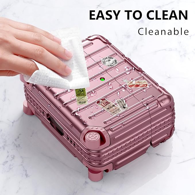 Filoto Compatible with Airpods Pro 3 Case 2025, Cute Fashion Suitcase Design for Airpods Pro 3rd Generation Case Cover, Shockproof Protective Hard Case with Keychain/Cleaner Kit (Rose Gold)
