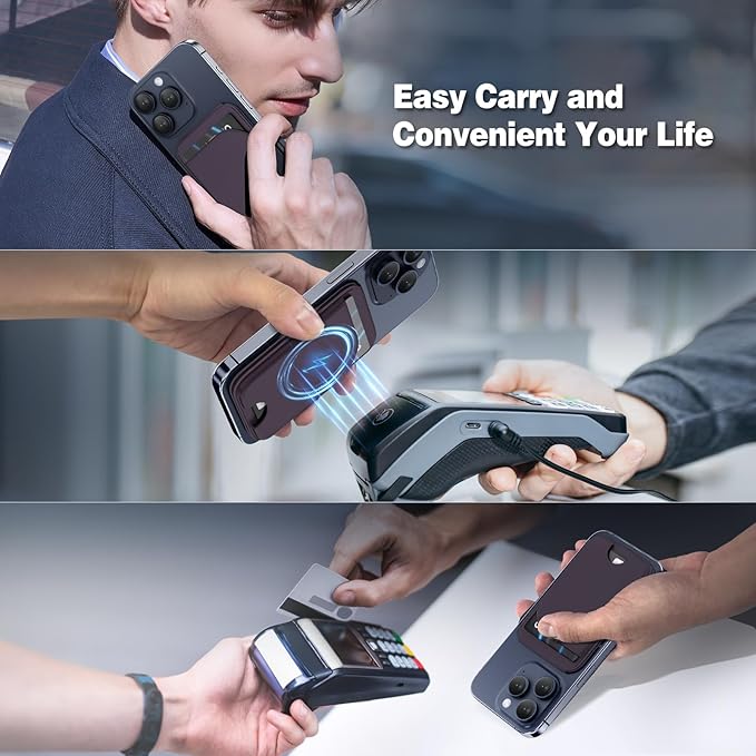 Mag-Safe Wallet Strongest Magnetic Lightweight Phone Wallet Stand Adjustable Leather Card Holder for iPhone 17/16/15/14/13/12 Series, Not for iPhone 13/12 Mini (Purple)