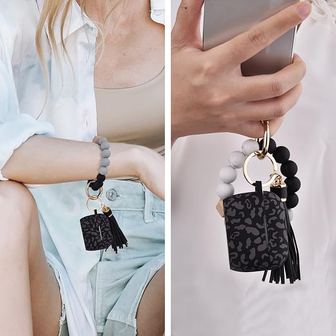 Case for Airpods 3 (2021), Filoto Silicone Airpod 3rd Generation Case Cover with Bracelet Keychain, Cute Protective Case for Apple Air Pod 3 Wireless Charging Case Women(Dark Leopard)