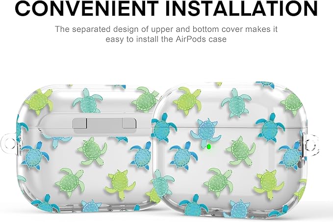 Maxjoy for AirPods Pro 3rd Generation Case, Clear AirPods Pro 3 Case for Women Girly Cute Soft AirPod Pro 3 Cover with Keychain Strap for AirPod Pro 3rd Gen Cover 2025, Turtle