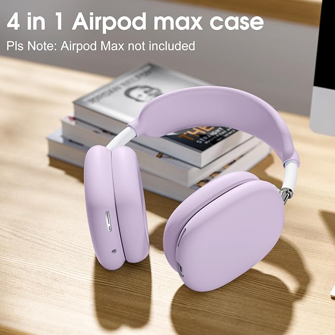 Silicone Case Cover for AirPods Max Headphone, Ear Pad Case Cover/Ear Cups Cover/Headband Cover for AirPod Max, Silicone Apple AirPods Max 2024/2020 Accessories, Purple