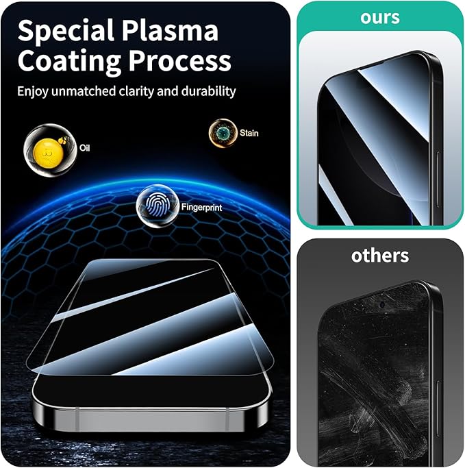 Privacy Screen & Camera Lens Protector for Samsung Galaxy A16, Double Shatterproof Anti-Spy Tempered Glass, Private Black Protection, 9H Hardness Anti-Scratch Case-Friendly, 3 Pack Each