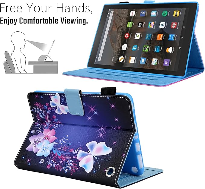 Dteck for Fire Max 11 (13th Generation) Tablet Case 11" 2023, PU Leather Protective Fold Stand Case with Auto Sleep Wake, Adjustable Viewing Angles, 4 Card Slots, Cute Slim Folio Case, White Butterfly