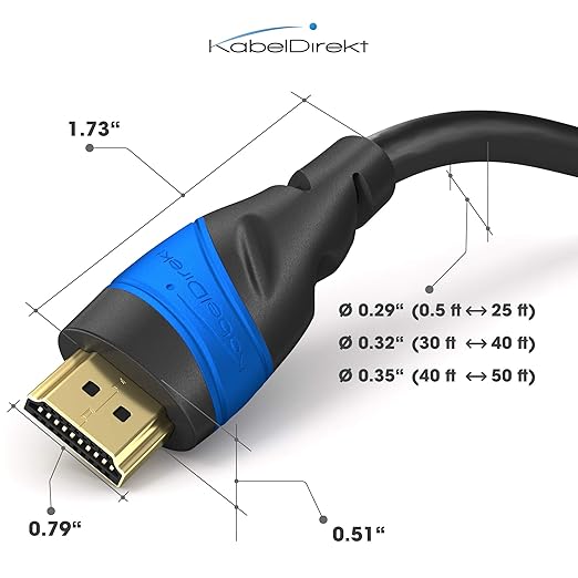 KabelDirekt 4K HDMI Cable – 33ft & Longer HDMI Cables (20ft–75ft) – German-Engineered HDMI Cord – Supports 4K@60Hz, UHD, HDR, ARC, Ethernet – HDMI Cable for HDTV, PC, PS5, Xbox, Switch