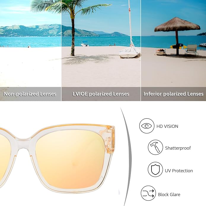 LVIOE 2 Pack Polarized Fit Over Sunglasses for Women Men Oversized Square Over Glasses Sunglasses with UV Protection LS7511