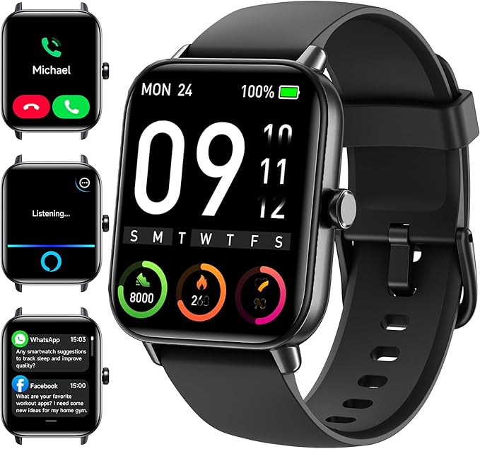 Smart Watches for Men (Android & iPhones), 1.85" HD Alexa Built-in Smart Wacth With Heart Rate Monitor, Sleep/Step Tracker, 120+ Sport Modes Fitness Tracker Watch for Women, IP68 Waterproof Watch