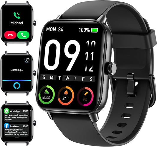 Smart Watches for Men (Android & iPhones), 1.85" HD Alexa Built-in Smart Wacth With Heart Rate Monitor, Sleep/Step Tracker, 120+ Sport Modes Fitness Tracker Watch for Women, IP68 Waterproof Watch