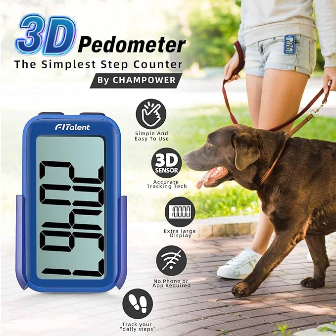 Pedometer for Walking Steps and Miles, 3D Accurately Simple Pedometer, Step Counter for Kids Men Women Seniors, Step Tracker with Clip Lanyard