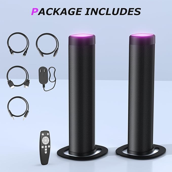 Sound Bar for Smart TV, 100W Sound Bar with 3 Dynamic RGB Lights,Bluetooth 5.3, ARC/Opt/AUX Connect, Dynamic Volume 3 Equalizer Modes,2 in 1 Detachable Soundbar for TV/PC/Gaming/Projectors