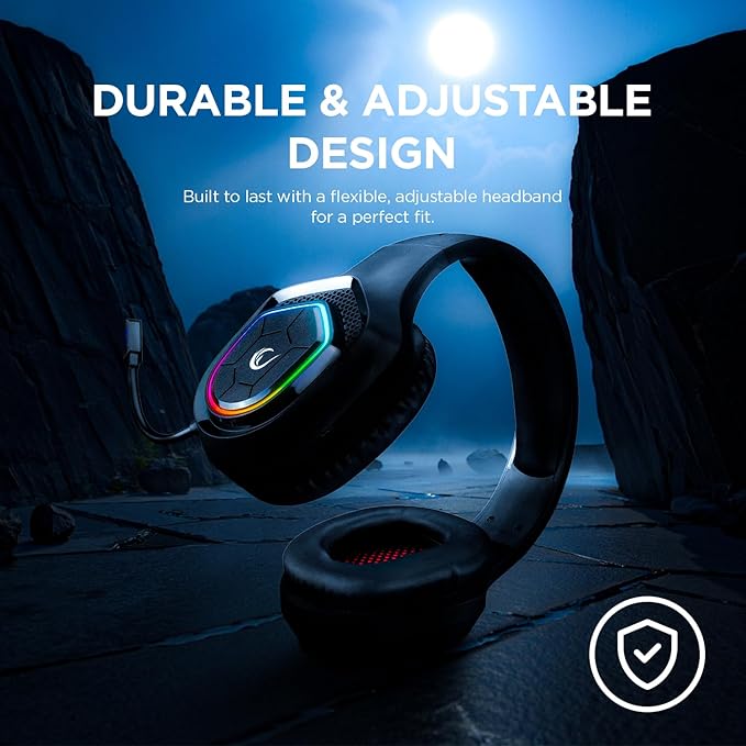 Rampage RM-K90 Wired Gaming Headset with Microphone – RGB Headphones with Mic, 50mm Drivers, Noise-Canceling for PC, PS4, PS5 & Laptop Gaming