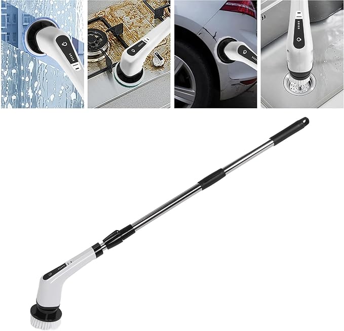EVTSCAN Electric Spin Scrubber Cordless Handheld Adjustable Smart Power Shower Cleaning Brush 25W for Bathroom Tile Floor Car