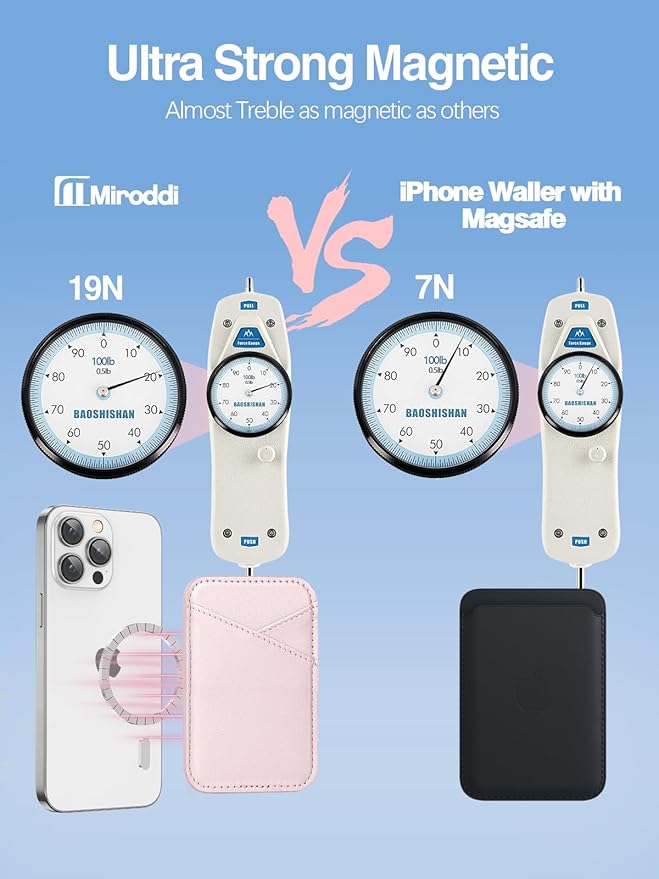 Miroddi for MagSafe Wallet, Strongest Magnetic Card Holder for iPhone 17/16/15/14/13/12 Series, Ultra-Thin Leather Magnetic Phone Wallet with 2 Card Slots, RFID Blocking, No More Falling, Pink