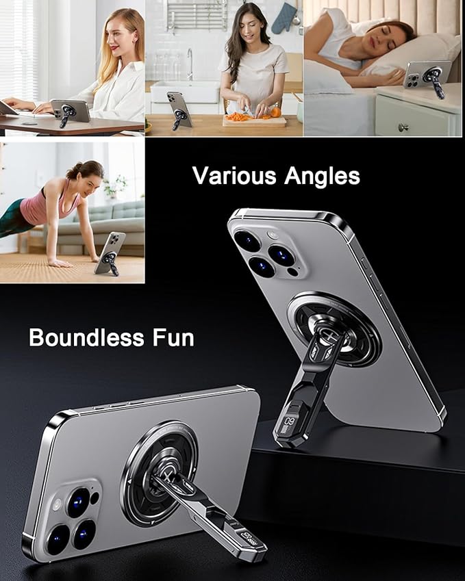for MagSafe Phone Grip Stand, Strong Magnetic Finger Ring Holder Magnet, Fidget Toy Design, Desk Holder for Mag&Safe and Smartphone, Foldable Adjustable Kickstand