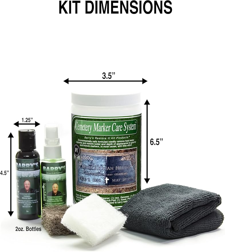 Barry's Restore It All Products - Cemetery Marker Care System | The Internet Sensation that cleans and restores Cemetery Markers! Removes hard water, calcium deposits and MORE!