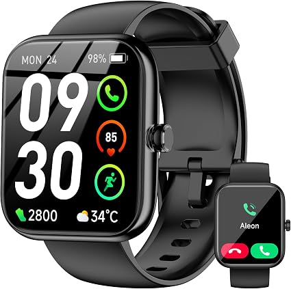 Smart Watch with Alexa Built-in, 1.83" HD Touchscreen Fitness Tracker, Bluetooth Notifications, IP68 Waterproof, 120+ Sport Modes, 24/7 Heart Rate & Sleep Monitor for iPhone Android iOS (Black)