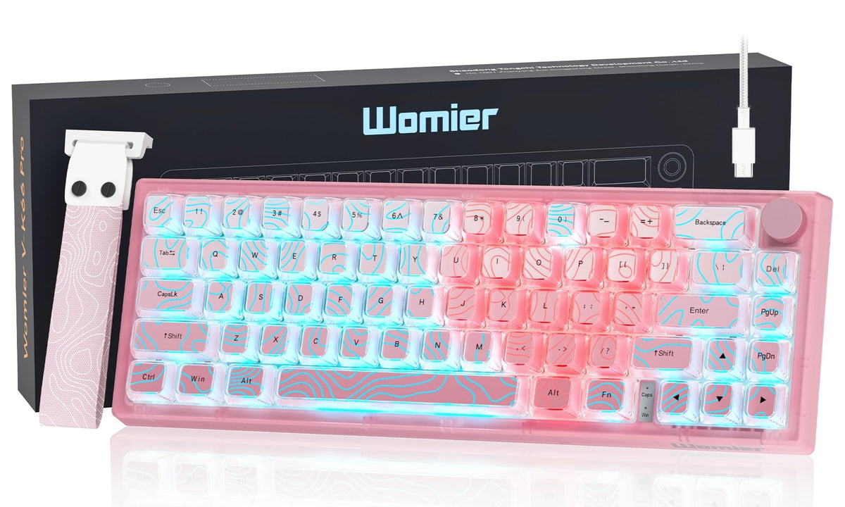 Womier 60% Percent Keyboard Pink Mechanical QMK/VIA Gaming Keyboard - Image 1
