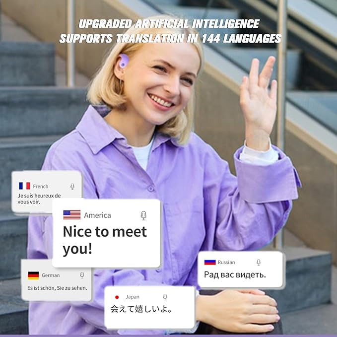 Translation Earbuds Real Time, 144 Languages Translation Device Ai Translator Earbuds Translating Headphones Real Time Ai Headphones Language Translation