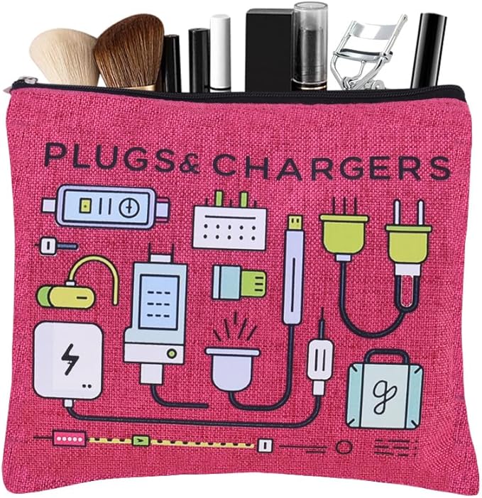ShiQiao Spl Plugs Chargers Makeup Bag for Men Women Christmas Birthday Gifts Travel Toiletry Bag Charging Cable Organiser Bags with Zipper Chargers Makeup Cosmetic Pouch Travel Accessories Bags