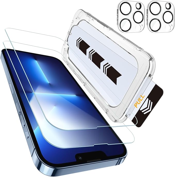 MOHAVE 2+2 Pack for iPhone 13 Pro Max Screen Protector 6.7" with Camera Lens Protector [Auto Alignment/Dust Removal] HD Clear Tempered Glass [Military Grade Shatterproof] Case Friendly